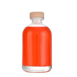 Özel lüks şeffaf buzlu 100ml 250ml 375ml 500ml yuvarlak meyve meyve suyu bardağı şişesi yumuşak içme cam içecek şişesi