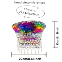 Venta al por Mayor, 3 MOQ, Gorra de Capitán Personalizada con Lentejuelas de Arcoíris, Borla de Perlas, Pedrería, Gorras Casuales para Playa, Festivales, Fiestas, Unisex