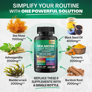 Alles In Één Zeemos <span class=keywords><strong>Capsules</strong></span> Zwarte Zaadolie Ashwagandha Kurkuma Blaas Klit Extract Ondersteuning Immuun Seamoss <span class=keywords><strong>Capsules</strong></span> - Product Image 2
