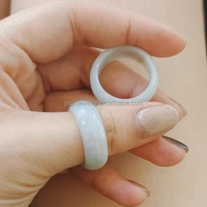 천연 15mm ~ 22mm 녹색 미얀마 버마 진짜 옥 반지 천연석 - Product Image 5