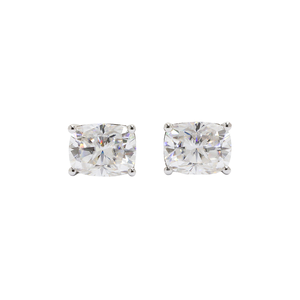 Parekh Sons Jewelry 6*8mm 2+2ct Elongated Cushion Moissanite <b>Stud</b> Earrings Custom Made Sterling <b>Silver</b> Rhodium/Gold Plated - Product Image 1