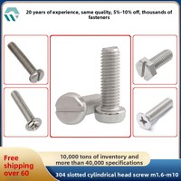 Vis métriques à tête cylindrique fendue en acier inoxydable 304, classes 4.8 et 6.8, tailles M2-M25, sans filetage