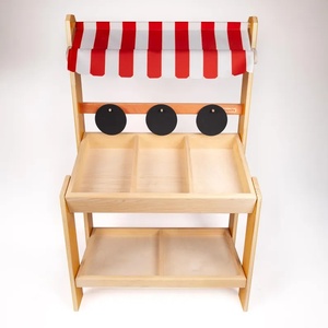 Puesto de mercado de madera Montessori Mercado de Navidad Puesto de madera Juego de imaginación <span class=keywords><strong>Tienda</strong></span> de comestibles Puesto de mercado de madera Muebles para niños - Product Image 3