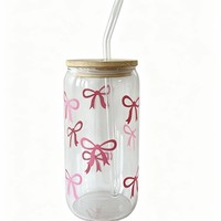 Tasse à thé au lait portable en verre borosilicate rose avec couvercle simple et paille, design moderne et minimaliste, idéale pour les boissons froides