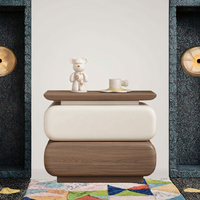 Meuble de chambre à coucher italien de luxe léger 2025, table de chevet haut de gamme, simple, moderne, intelligente, en bois massif, avec lumière LED, 2 tiroirs, pour salon