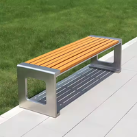 Banc de jardin en bois massif de style traditionnel, écologique, long, en composite plastique et métal, avec accoudoirs