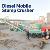 Broyeur de racines d'arbres mobile diesel robuste, type disque, déchiqueteur de souches de bois avec moteur à engrenages, haute capacité pour l'aménagement paysager et la foresterie