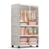 Armoire suspendue portable multifonctionnelle à double porte et 2 niveaux, armoire de rangement pliable en plastique multi-couches pour vêtements d'enfants, pour la maison