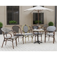 Ensemble de table et 4 chaises en rotin de couleur naturelle pour café en plein air, bistro, restaurant, mobilier de salle à manger, chaise de salle à manger pour hôtel, chambre à coucher