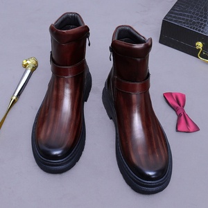 Botas Chelsea para Hombre con Suela Gruesa y Función para Aumentar la Altura, Botas Martin de Cuero Genuino para Hombre, Zapatos de Cuero de Caña Alta - Product Image 3