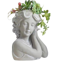 Art nordique moderne visage en béton vases végétaux avec jardinière artificielle Statue ornement mat glaçure Pot de fleur salon décor à la maison