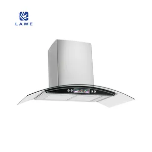 Activated Charcoal Gesture Control Copper Motor Fan Extractor Silver Steel Chimney fan Blower Housing Curved type range hood
