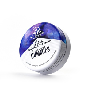 Thiết kế chuyên nghiệp metalen doos chống trẻ em Gummy bao bì kim loại nhỏ Jar vít Cap Vòng <span class=keywords><strong>tin</strong></span> có thể với chèn nhựa - Product Image 1