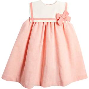特注子供用フロック夏高級コットンベビー女の子ドレスノースリーブセーラーカラーボウ衣装子供用12ヶ月ソリッドリネン - Product Image 6
