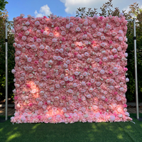 Panel Dinding Bunga Buatan Kustom Elegan 5D Sutra Mawar Peony untuk Latar Belakang Pesta Pernikahan Bayi Acara Bridal Shower