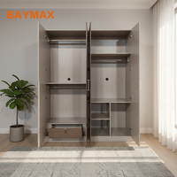 Armoire moderne à quatre portes, armoire de rangement en bois, dressing, meubles de chambre à coucher