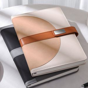 Carnet de notes de luxe personnalisé avec logo d'entreprise, format A5, couverture rigide en cuir PU, 100 feuilles, reliure cousue, cadeau pour le travail - Product Image 2