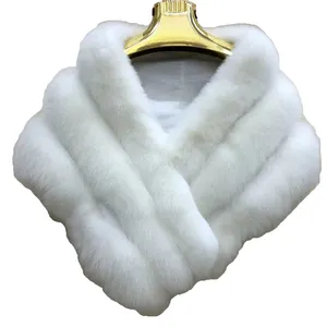 White Pliant Cape Wedding Decoration Dress The Long Fox Fur Shawls Genuine Fox Fur Coat for women
