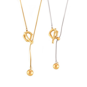 สร้อยคอชุบทอง18K รูปตัว Y ทำจากสแตนเลสปรับลูกปัดได้มีตะขอติดสเวตเตอร์ไม่ก่อให้เกิดอาการแพ้ - Product Image 4