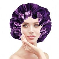 Grand bonnet en satin soyeux double couche réversible avec large bande élastique pour femmes aux cheveux bouclés, naturels et longs