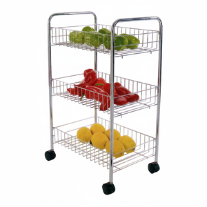 Carrello da Cucina Multiuso a 3 Ripiani in Cromo - Product Image 2