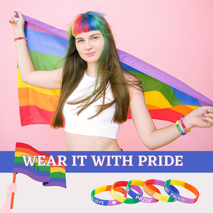 メーカーカスタムpulseraカラフルレインボーストライプリストバンドシリコンラバープライドブレスレット防水耐久性リストバンド - Product Image 6