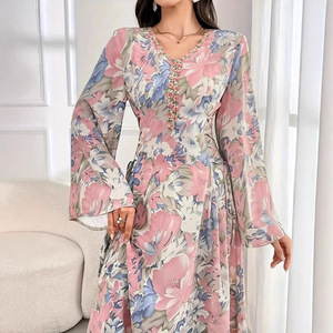2025 New Fashion Slim Bell Sleeve Dress Muslim Middle Eastern Women Elegant Casual Rayon <strong>Abaya</strong> Printed Summer <strong>Design</strong> XS XXL - Product Image 3