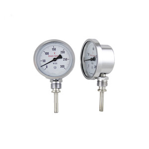 Termómetro Bimetálico con Indicador de Temperatura RTD, Esfera Industrial de Doble Escala, Caja de Acero Inoxidable, para HVAC y Tuberías de Proceso - Product Image 1