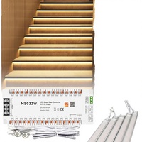Contrôleur d'éclairage d'escalier intelligent automatique AIPIN pour bande LED, 32 étapes, contrôle par capteur humain, télécommande 15,0 m, charge maximale 400 W, 6 A, facile à installer