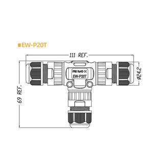 LED-Außen beleuchtung T-Typ Schnellkupplungs-Elektrokabel Wasserdichter 16A-Nennstrom - Product Image 3