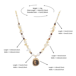Collier en acier inoxydable <span class=keywords><strong>CL</strong></span> Natural Tiger's Eye plaqué or 18 carats avec perles de culture d'eau douce et cristaux, bijoux pour femme, cadeau tendance 2026 - Product Image 6