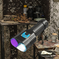 Lampe de poche UV à lumière noire IP65 industrielle 365nm avec batterie externe Type-C USB Rechargeable corps en alliage d'aluminium LED tactique