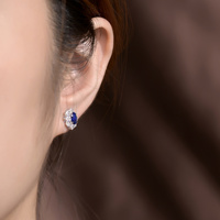 Boucles d'oreilles en saphir naturel, or 18 carats, incrustation blanche 0,95 ct, bijoux fins certifiés de luxe, élégants, pour femmes, pour tous les jours, banquet, fête, cadeau