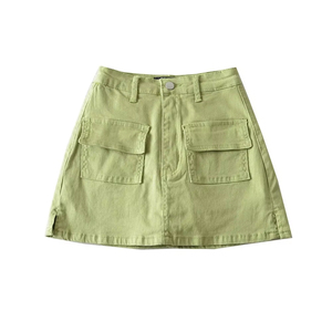 Summer New A-word Denim <strong>Short</strong> Skirt Skirt Women European and American Style High-waisted Pocket Elastic Cargo <strong>Culottes</strong> - Product Image 5