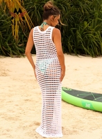 MLY Vente en gros Blouse de plage ajourée sexy unie, pull, cache-maillot de bain, robe de protection solaire