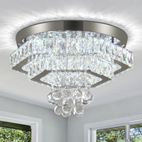 Moderne K9 Cristal LED Double Couche Plafonnier Lustre Élégant Pendentif Éclairage pour Chambre Salon Cuisine Couloir