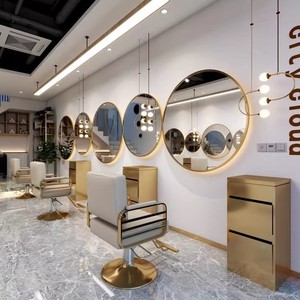 Silla de Salón Contemporánea con Altura Ajustable y Espejo LED de Pared para Uso Comercial en Peluquerías - Product Image 3
