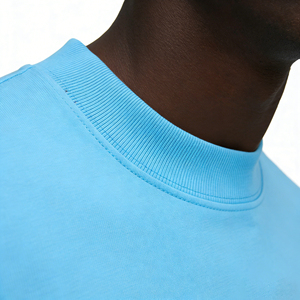 T-shirt da uomo personalizzate di lusso, oversize, in cotone pesante 100% con collo a costine, all'ingrosso - Product Image 3