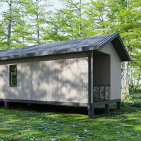 Maison préfabriquée modulaire en conteneur avec extérieur imitation bois pour complexe forestier et chalet de vacances