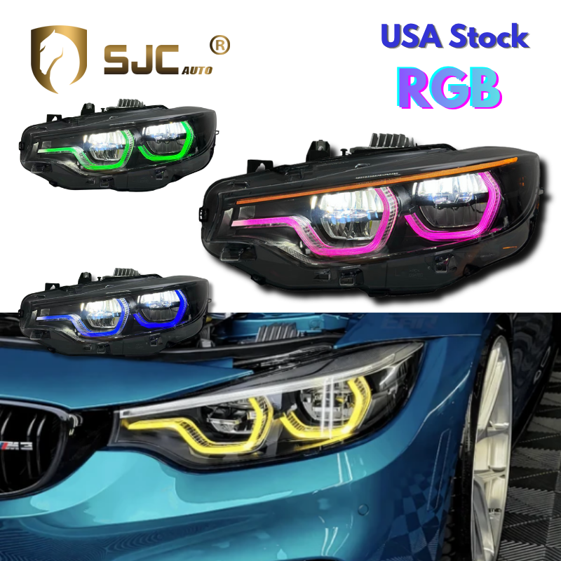 Sjc Smoked Rgb LED Headlight Assembly For BMW 4 Series F32 Rgb Multi-Color DRL