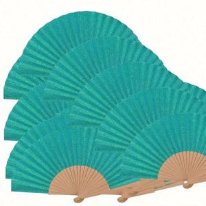 Nouveau style, éventail en bois brillant en polyester et coton, couleur unie, 23 cm, promotion pour fêtes - Product Image 1