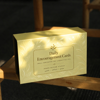 Cartes d'affirmation inspirantes et élégantes en feuille d'or pour la pleine conscience et le bien-être, avec support en bois pour l'encouragement quotidien