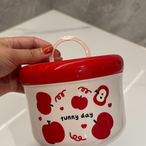 Apple Heart Shaped Round Lunch Box 0.9L Leak Proof Plastic Lid Stainless Steel Bowl For Adults - Product Image 4