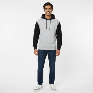 Logo personnalisé en vrac gris polyvalent noir couleur bloc applique broderie 400 GSM français éponge coton sweats à capuche - Product Image 1