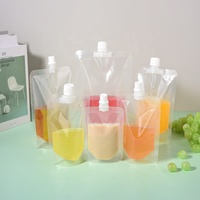 Pochette transparente personnalisée avec bec verseur et bouchon à vis, sac liquide transparent de qualité alimentaire pour l'emballage de jus, de boissons et de smoothies