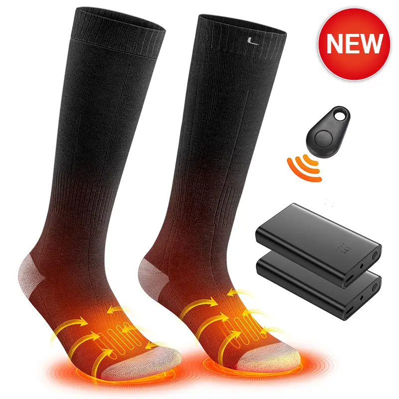 Woolen Usb Ski Electronical Outdoor Remove Control Heat Thermal Winters Self Heating Rechargeable Battery Electric Heated Socks