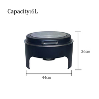 Plat Buffet Chafing Dish Chauffant Rond 6L Noir en Acier Inoxydable pour la Restauration et les Fournitures de Restaurant