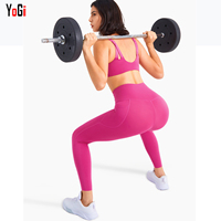 Haute qualité Sexy filles nue deux pièces Fitness Gym vêtements de sport respirant entraînement Push soutien-gorge haut nu Leggings pantalon court