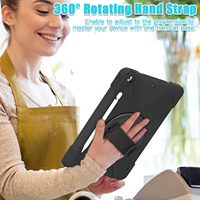 Étui hybride antichoc pour tablette avec sangle de maintien pour iPad 10.2 2019/2020/2021 Housses de tablette
