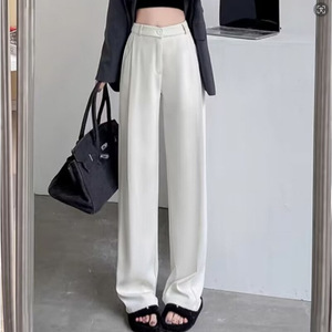 Pantalones de Oficina Casuales de Pierna Ancha para Mujer, Diseño Europeo, Cintura Media, Corte Holgado y Recto, Pantalones Largos de Algodón para Primavera - Product Image 6
